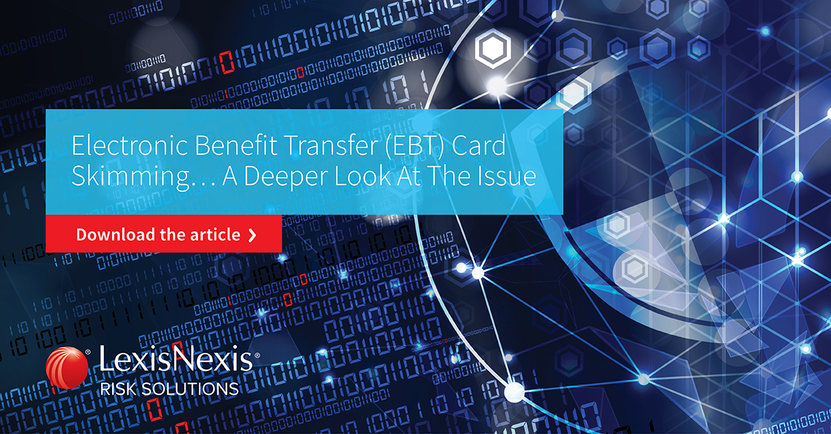 LNRiskgov's tweet image. Our latest article discussing Electronic Benefit Transfer (#EBT) card skimming examines potential solutions to the problem, including the use of new technologies and increased public awareness. splr.io/6011gy5AR #SNAPfraud #cardskimming