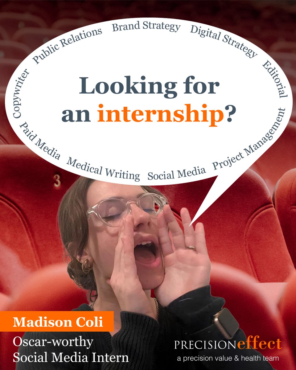 Word on the Streep: internship postings are up! Thrive with us this summer at PRECISIONeffect — apply now bit.ly/418EmwU #Internship #AgencyExperience #SummerVibes
