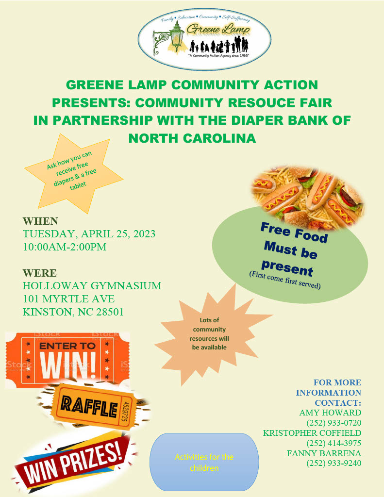 GLCAENC's tweet photo. Tuesday, April 25, 2023 @ 10am!!  Greene Lamp Community Action (@GLCAENC) Community Resource Fair in partnership w/ the Diaper Bank of North Carolina (@DiaperBankNC).
Everyone is welcome to attend. Please see the flyer for more details

#GLCAENC
#DiaperBankNC
#PleaseRetweet https://t.co/AYIbWcTtre