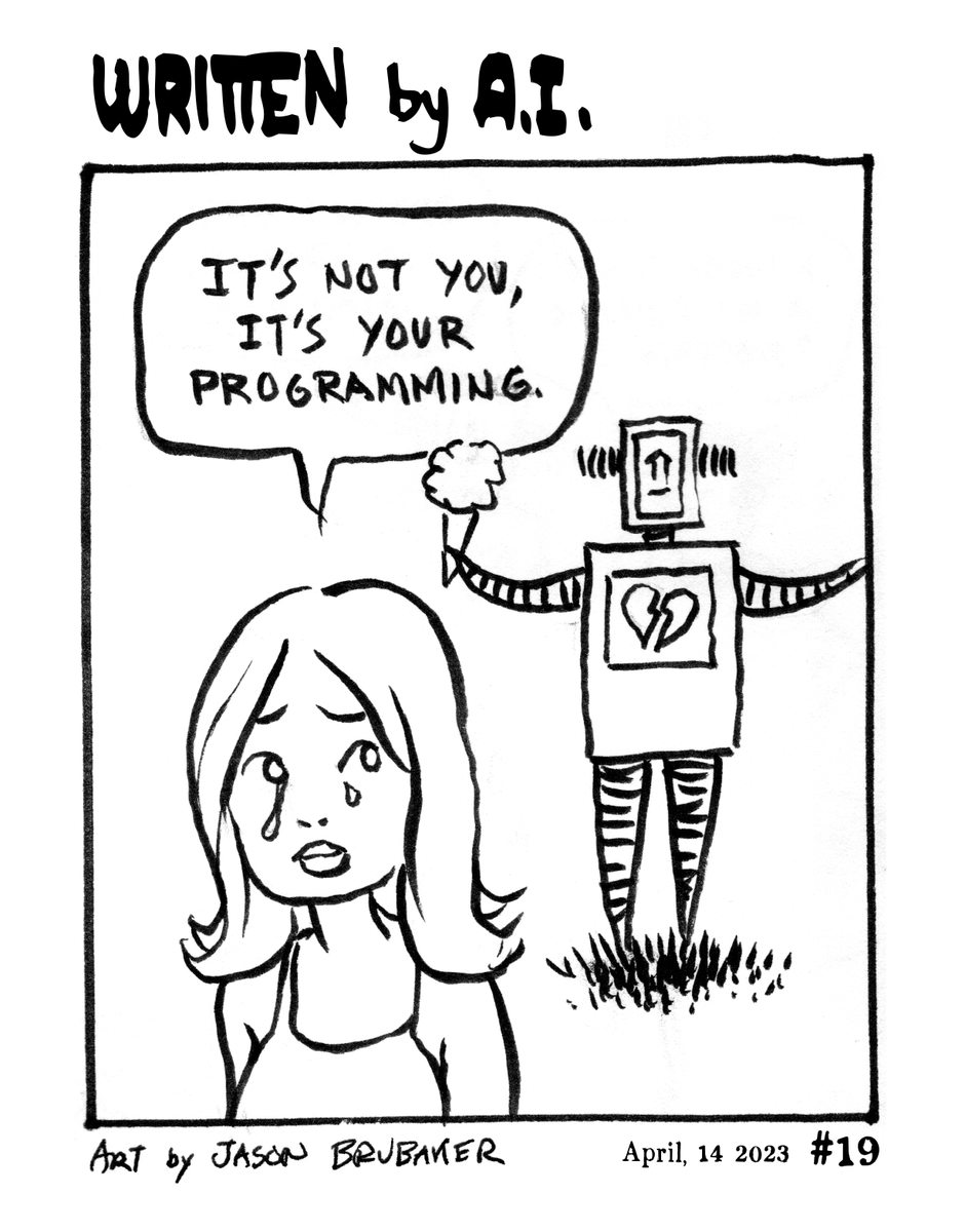 The first daily comic written by #ai

🤖Episode #19 of 100

✅Collect this episode for $5
🕛24 hour mint: app.manifold.xyz/c/writtenbyai19

Art by human, <a href="/Jason_Brubaker/">Jason Brubaker</a>
Produced by <a href="/MacroverseHQ/">macroverseHQ⚡️</a>