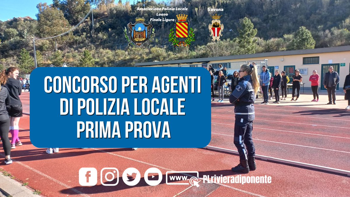 PLrivieradipon's tweet photo. 📣 #Concorso per 11 agenti di #PoliziaLocale nei Comuni di #Loano, #FinaleLigure e #Savona: oggi siamo al campo di atletica di Boissano per la prova di efficienza fisica.
#concorsopolizialocale #PLLoano #PLFinaleL #efficienzafisica #noicisiamo #inservizioperaiutarvi https://t.co/1txrKT2jEK