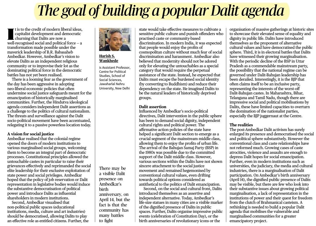 The goal of building a popular Dalit agenda

Source: The Hindu 

Mains GS Paper I: Modern Indian history from middle of eighteenth century until the present-significant events, personalities, issues etc

#UPSC #BhimraoAmbedkar