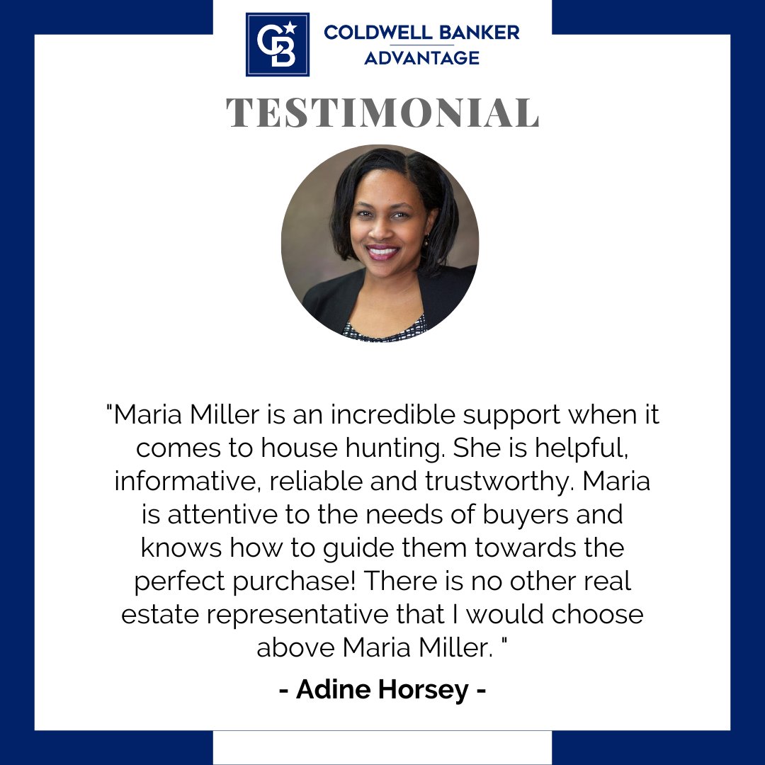 We are capping off the week with a great testimonial for Maria Miller! If you are looking to sell your current home or buy your next one, contact her today: (910) 494-4882 #HomesCBA #FayettevilleRealEstate #FayettevilleNorthCarolina #HomeBuying #HomeRenting #HomeSelling #Realtor