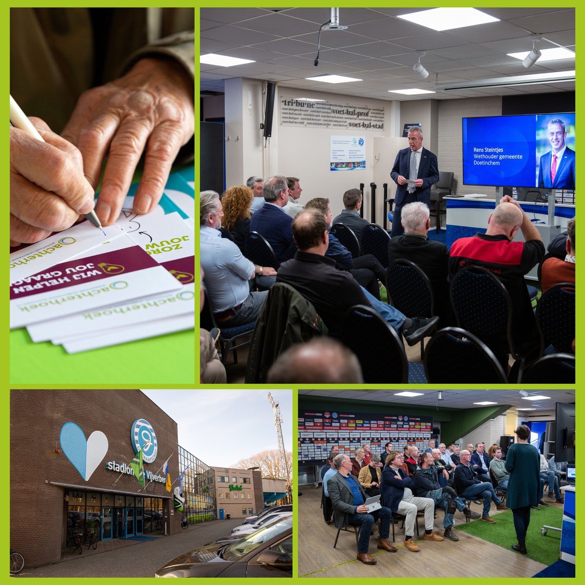 Gisteren was de bijeenkomst voor vastgoedeigenaren op de Vijverberg.
Rens Steintjes, wethouder van @gemeenteDchem, opende de avond. Daarna ging Sannie Verweij aan de slag in een werksessie 😁