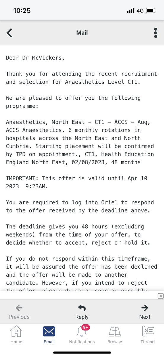 Excited to be offered an anaesthetic training post in the North East! Absolute dream job and combined with a chance to explore a new city.