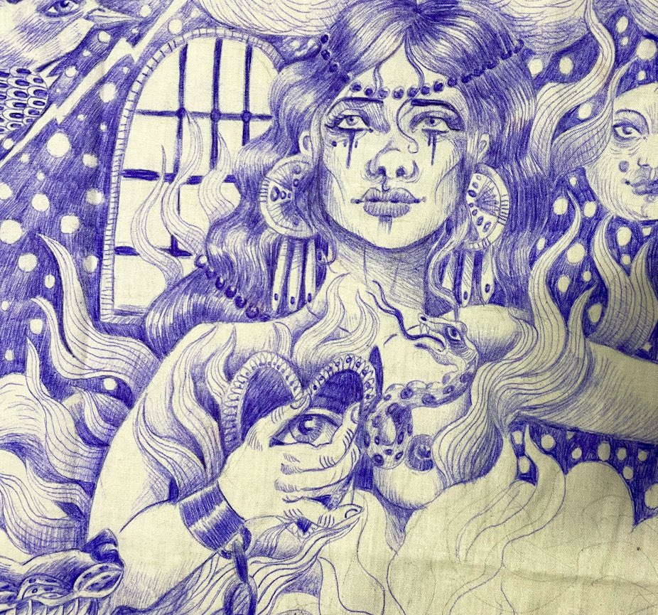 mariemeier_art's tweet photo. Anima Sola en cours sur un tissu de 100x70cm.
#lumpa #expo #stylo #dessin https://t.co/gJY7IYNryY