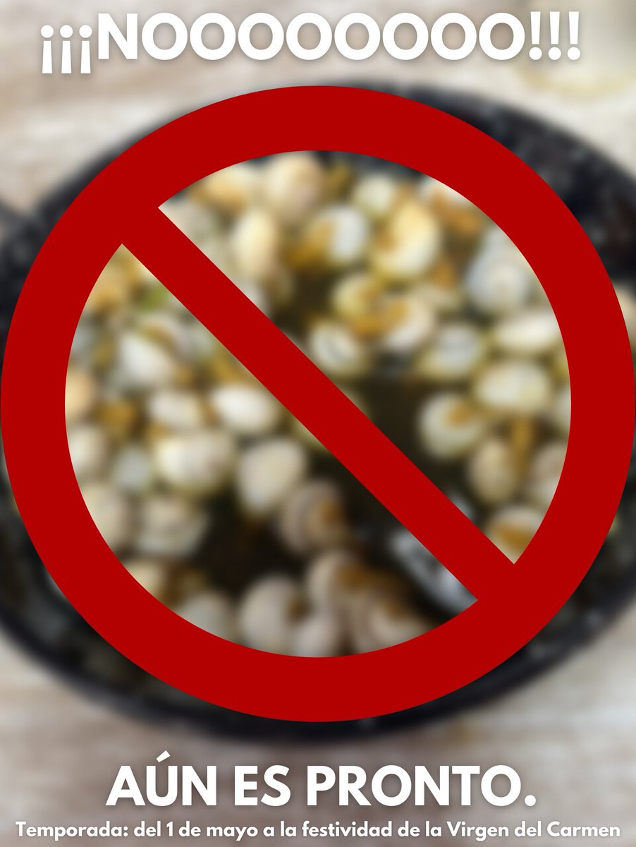 ⛔ ADVERTENCIA ⛔

Informamos y, al mismo tiempo, denunciamos a todos los bares que les pueden las ansias y ya han comenzado a servir caracoles.

¡NO LO OLVIDES! La temporada tiene lugar en los meses sin "R" y hasta la festividad de la Virgen del Carmen.

Os estamos vigilando 👀