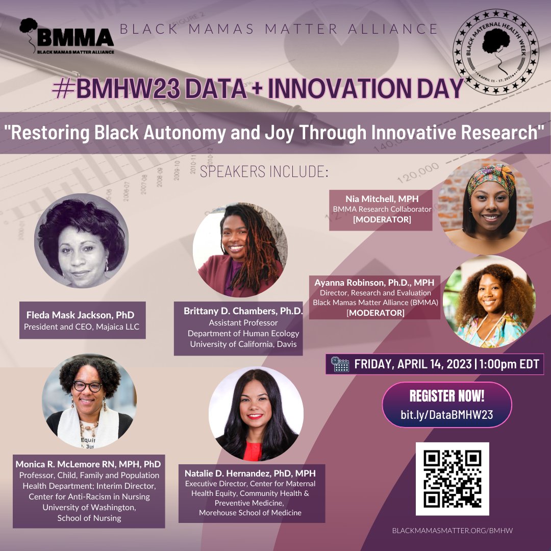 Today is Data &amp; Innovation Day! Join us at 1:00 p.m. EDT for a virtual webinar, "Restoring Black Autonomy and Joy Through Innovative Research." Register at bit.ly/DataBMHW23. #BMHW23 #BlackMamasMatter