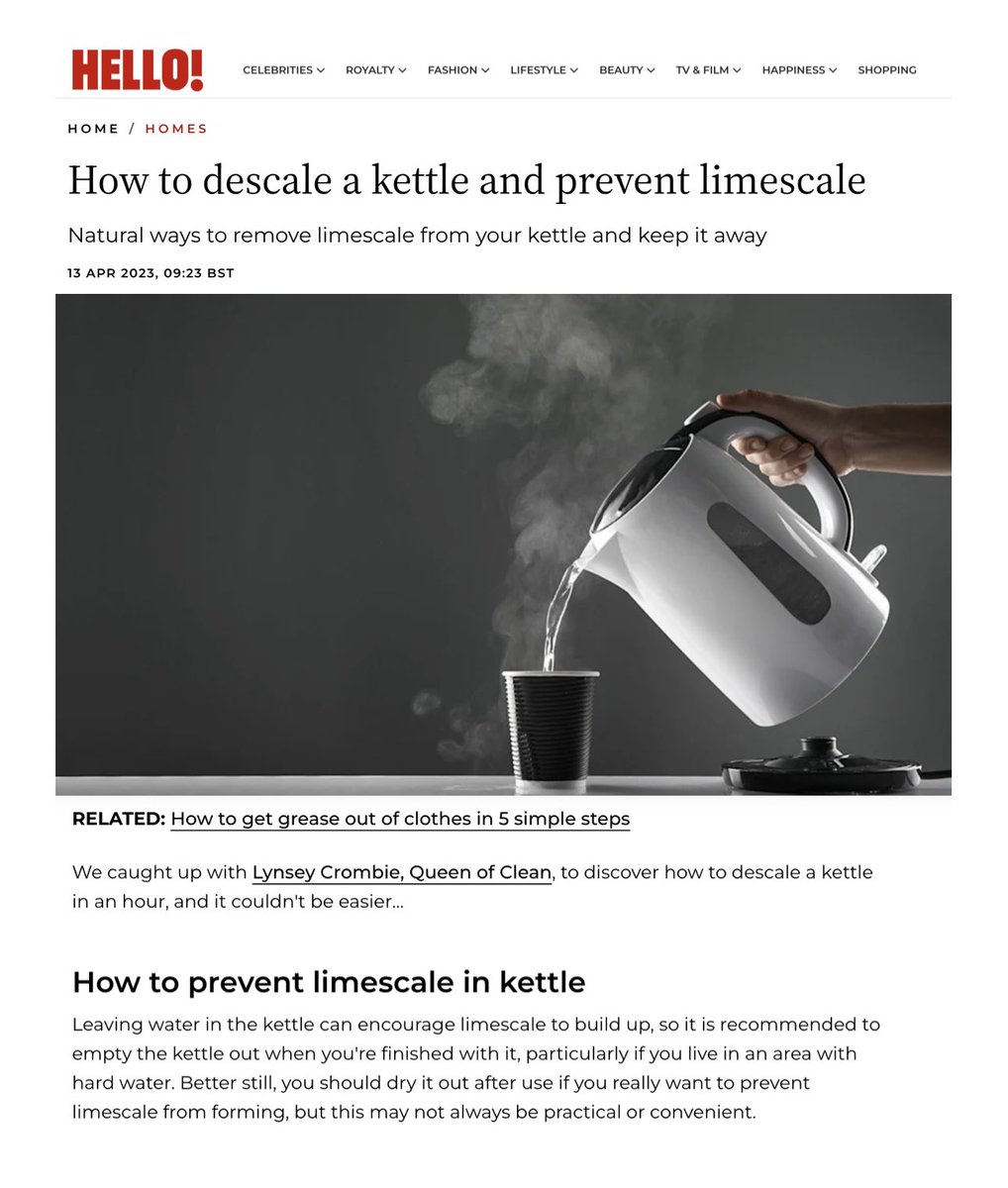 Want tips on how to descale your kettle the natural way then check out my latest feature with <a href="/hellomag/">HELLO!</a> 

hellomagazine.com/homes/489899/h…