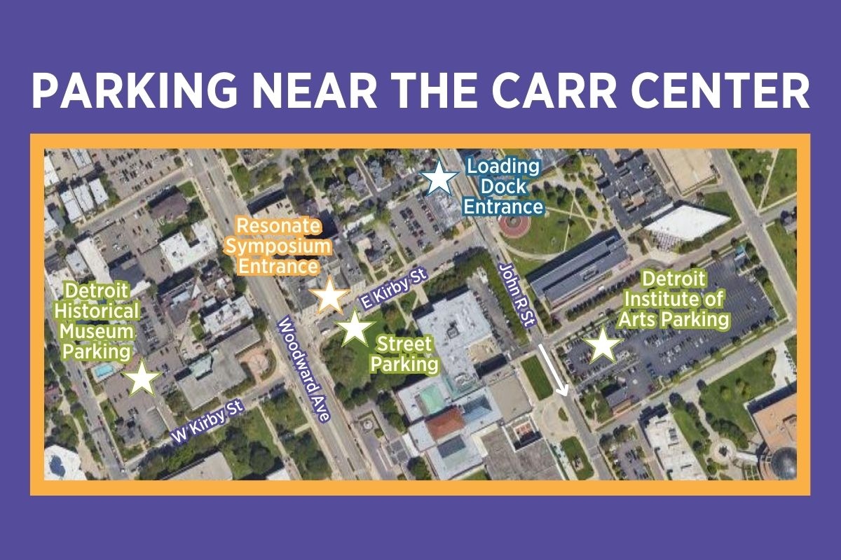 We're so excited to see you all for the Resonate Symposium today and tomorrow! Check out the map to see places to park near the Carr Center.