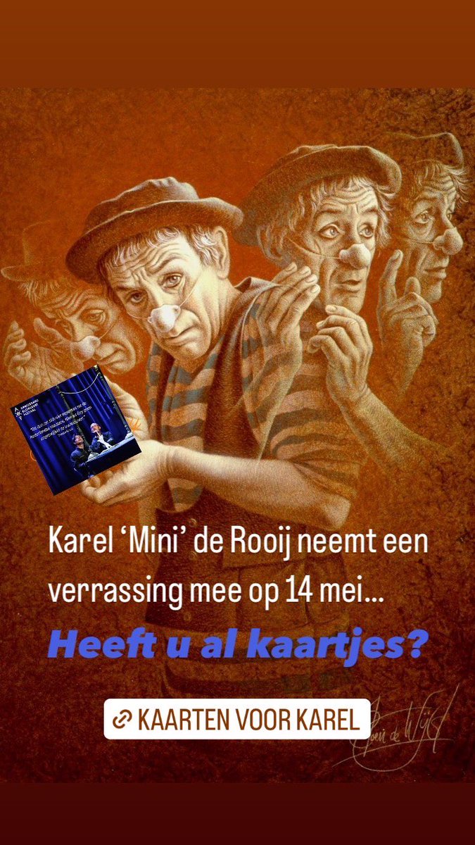 Karel de Rooij neemt een verrassing mee naar ons Theater in #wassenaar 
Heeft u al kaartjes voor zondagmiddag 14 mei?