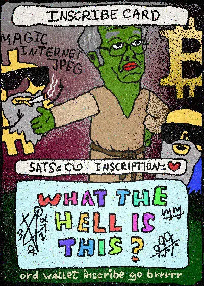 SundayFundayLFG's tweet photo. To be fair, you have to have a very high IQ to understand Darkfarms. The cultural references are extremely subtle, and without a solid grasp of web3 cryptoart degeneracy,  most of the artwork will go over a typical holder's head

INSCRIBECARD - @Darkfarms1 1st Ordinal Inscription https://t.co/5plXG4AJzd