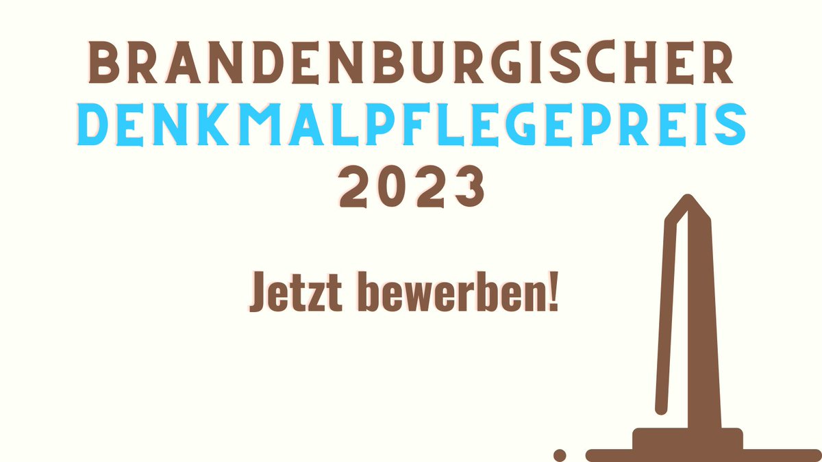 Wer Denkmäler erhält / rettet oder eine denkmalgerechte Umnutzung von Denkmalen betreibt, kann sich bis 15.05. für unseren #DenkmalpflegepreisBB bewerben.
mwfk.brandenburg.de/mwfk/de/start/….