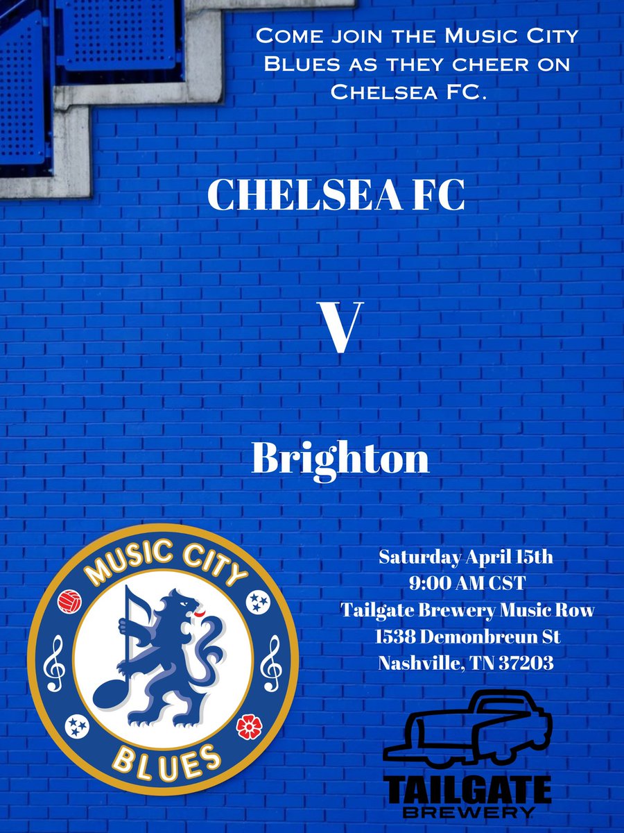 We are back in the league tomorrow. Will we ever score again? Come watch and find out! See you <a href="/TGBMusicRow/">TailGateBeerMusicRow</a> 

#Chelsea #ChelseaFC #PLinUSA #premierleague #UpTheChels #KTBFFH #chelseainamerica #Nashville #Nashvilleevents #Nashvilleguru #Nashvillesoccer