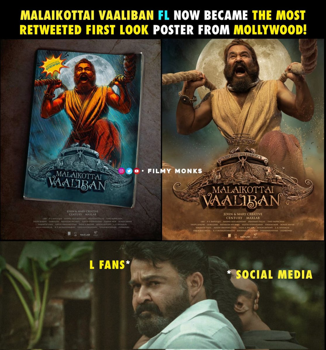 DevanVijay2255's tweet photo. Vaaliban Ruling Social Media Like A BOSS🤩

@Mohanlal #Mohanlal #MalaikottaiVaalibanFL #MalaikottaiVaaliban https://t.co/zd2wZZ984Q