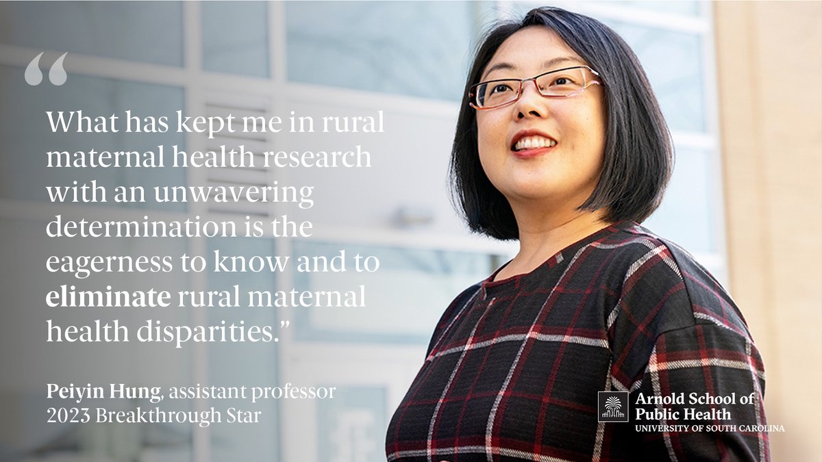 @UofSC features HSPM associate prof & @RMHRC_UofSC deputy director @PeiyinHung, who has been named a Breakthrough Star ⭐️ for her research in #maternal health #disparities and policies ➡️ bit.ly/3GJ3BOm 📊📰🤰🏾🤰🏻🤰🏾 #ResearchThatMatters #WeArePublicHealth #USCImpact