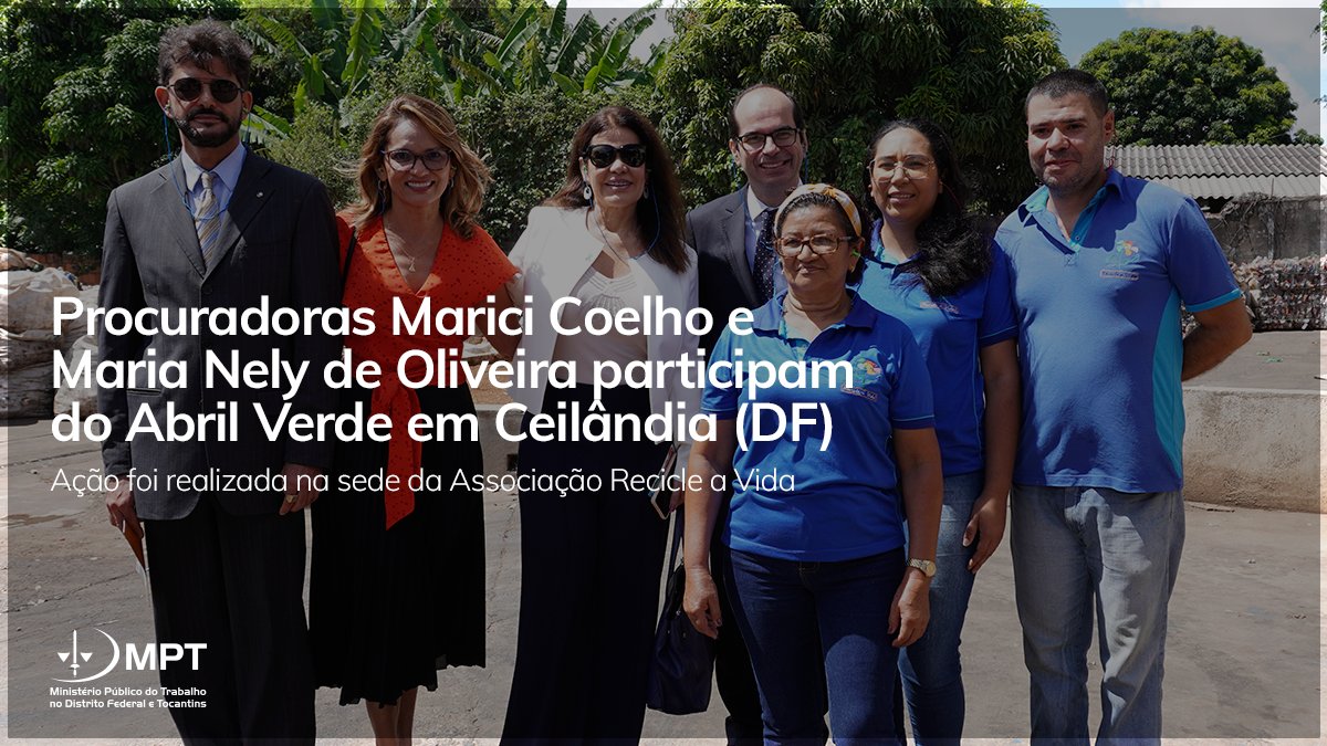 O Grupo Interinstitucional do Trabalho Seguro da 10ª Região (Getrin-10) realizou, na manhã de ontem (13/4), ato sobre saúde e segurança no meio ambiente do trabalho para recicladoras e recicladores.

Confira: link.mpt.mp.br/tib7k26