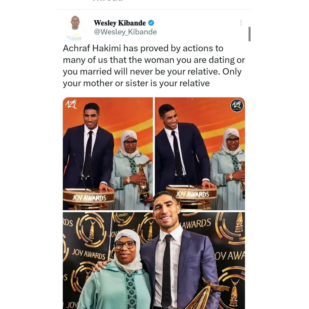 BroadstreetRad's tweet photo. “ACHRAF HAKIMI SHOULD BE ON TIMES MAGAZINE” Fans react

Fans across the world and Nigeria precisely, have taken to social media to react to Moroccan superstar court rulings with his wife.

For many, a man's wife is not his relative. https://t.co/nRA7nkC0cx