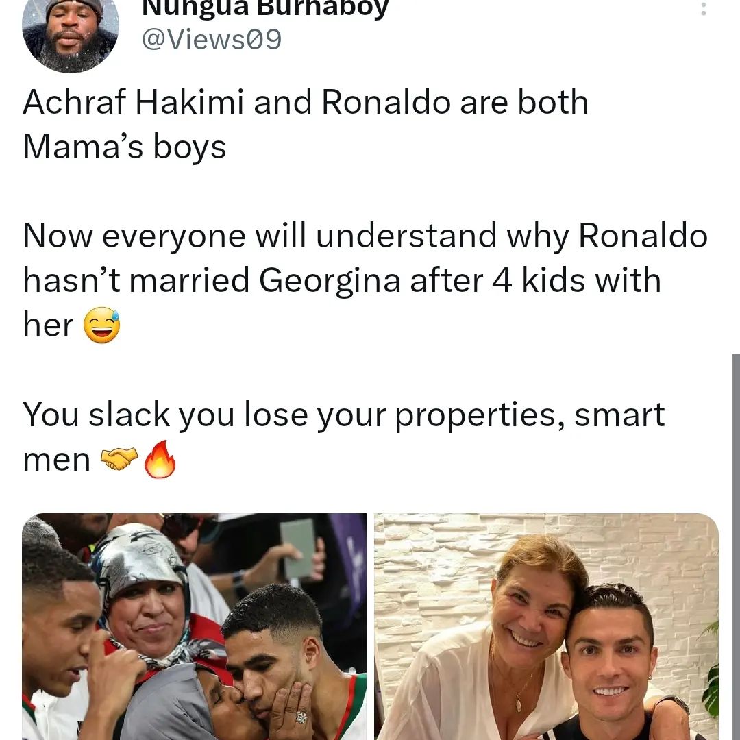 “ACHRAF HAKIMI SHOULD BE ON TIMES MAGAZINE” Fans react

Fans across the world and Nigeria precisely, have taken to social media to react to Moroccan superstar court rulings with his wife.

For many, a man's wife is not his relative.