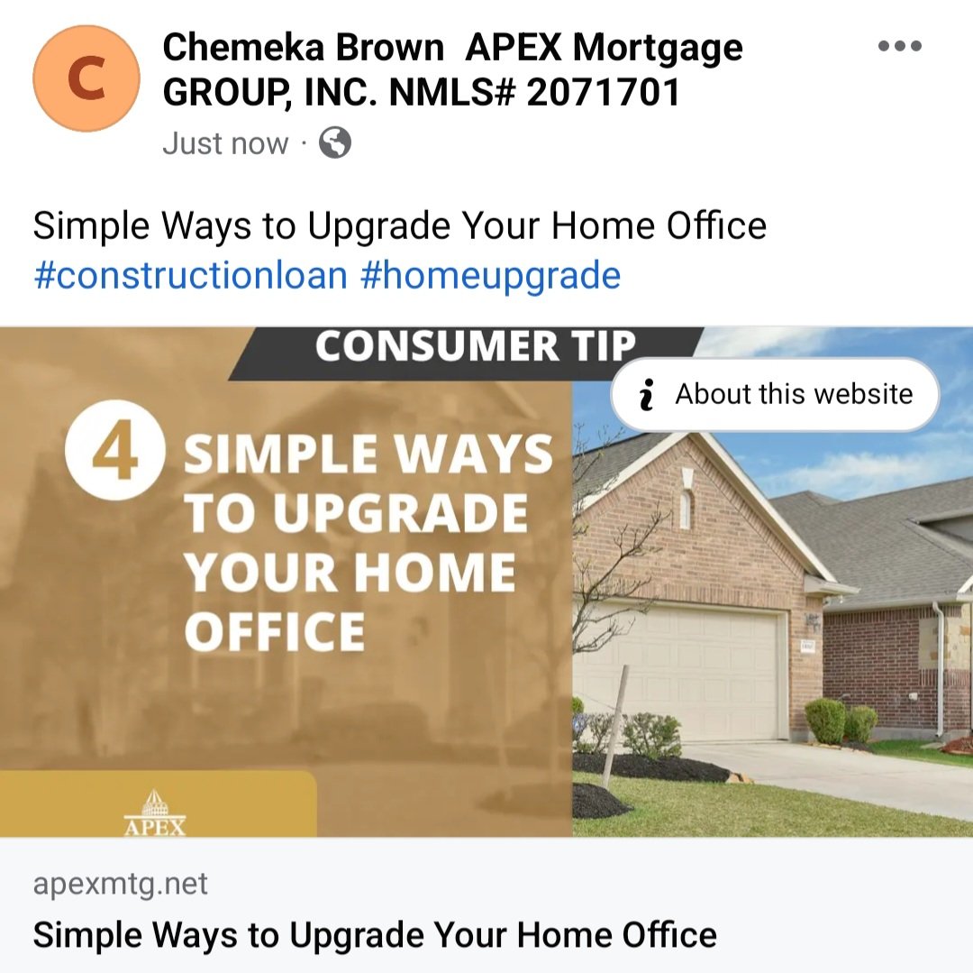 BrownChemeka's tweet photo. #ApexMortgageGroup
#UpgradeYourHomeOffice
#LoanAdvisor https://t.co/mUvweULfaR