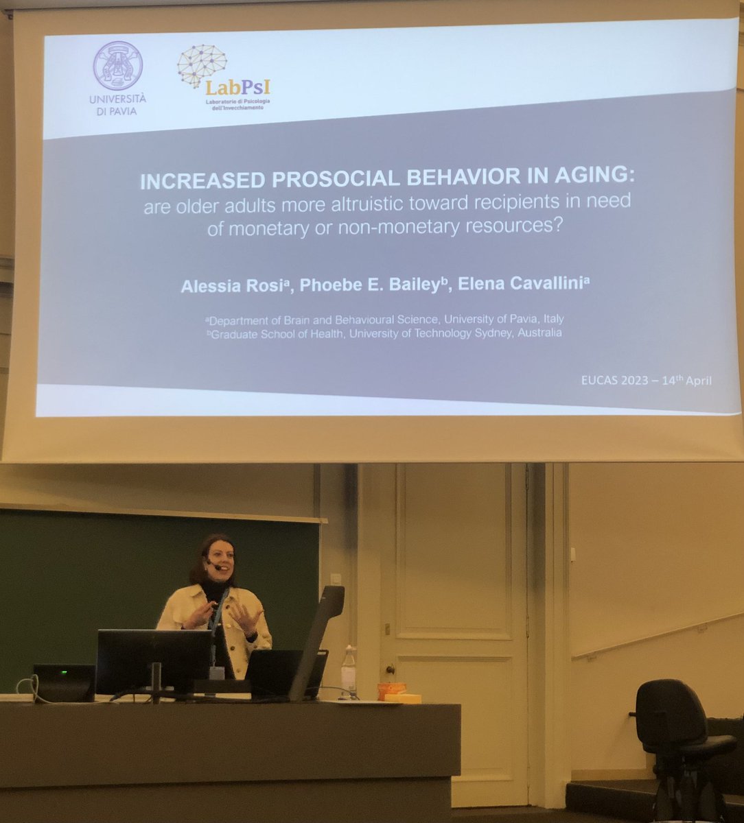 Today <a href="/rosi_alessia/">Alessia Rosi, PhD</a> provided a very interesting talk on “Prosocial behavior in aging” at the Aging and Cognition conference 2023 for #EUCAS2023 <a href="/KU_Leuven/">KU Leuven</a>