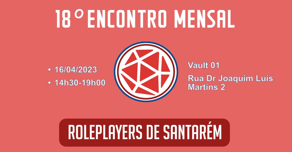RoleplayerSan's tweet photo. É já este domingo o próximo encontro de Roleplayers de Santarém!

Venham experimentar jogar connosco o Marvel Super Heroes, Dungeons &amp; Dragons 5e e Masks: A New Generation.

#ttrpg #meetup #event #santaremportugal

Inscrições: https://t.co/AXgAIIatOo https://t.co/UWOOrlLw5O