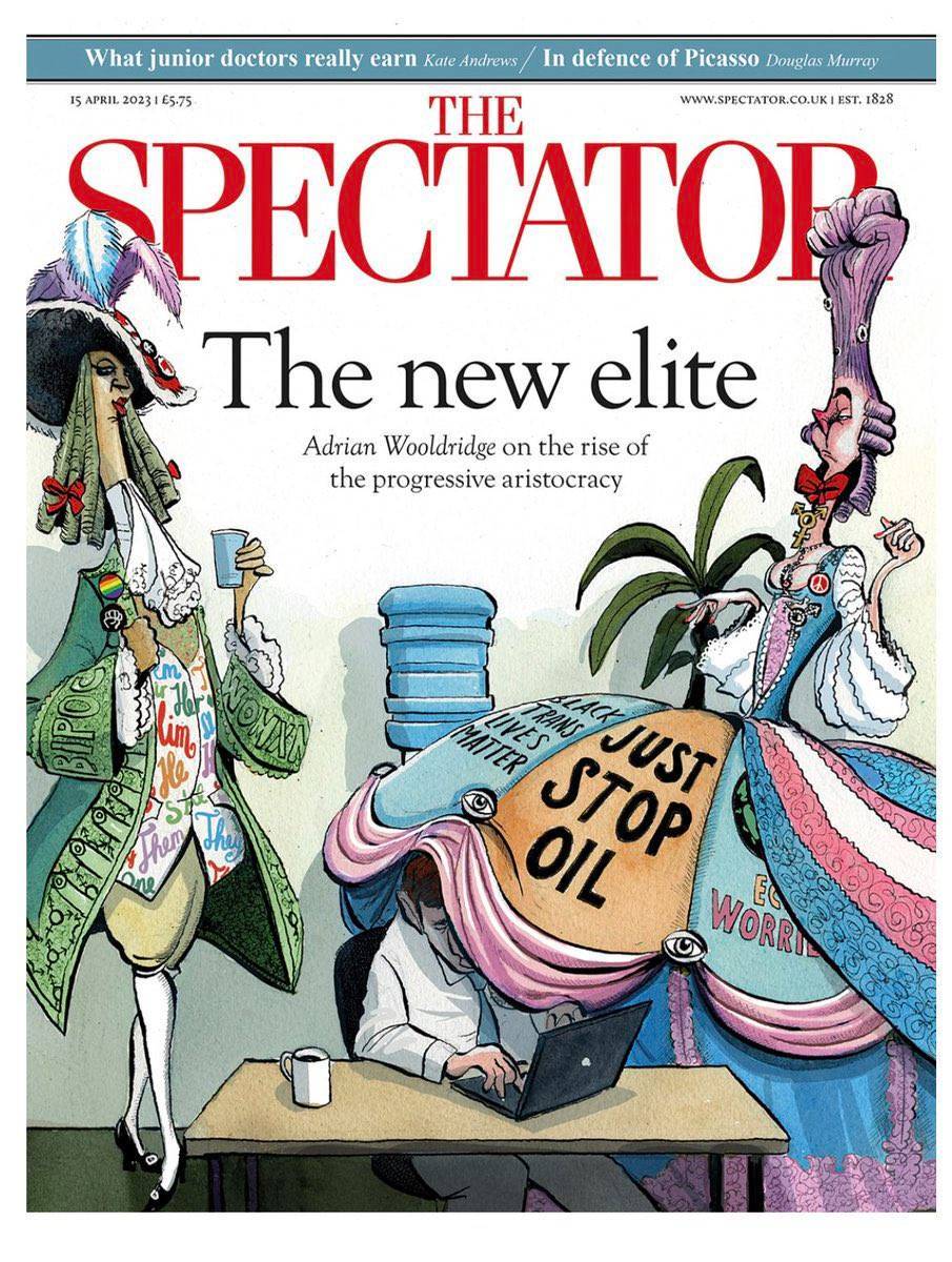 JustStop_Oil's tweet photo. The Spectator is owned by Sir Frederick Barclay, a billionaire who also owns a castle and a private island.

Previous editors include Tory politicians Boris Johnson, Nigel Lawson and Ian Gilmour – who all went to Eton College.

RT if you can see who the toxic elitist are.
