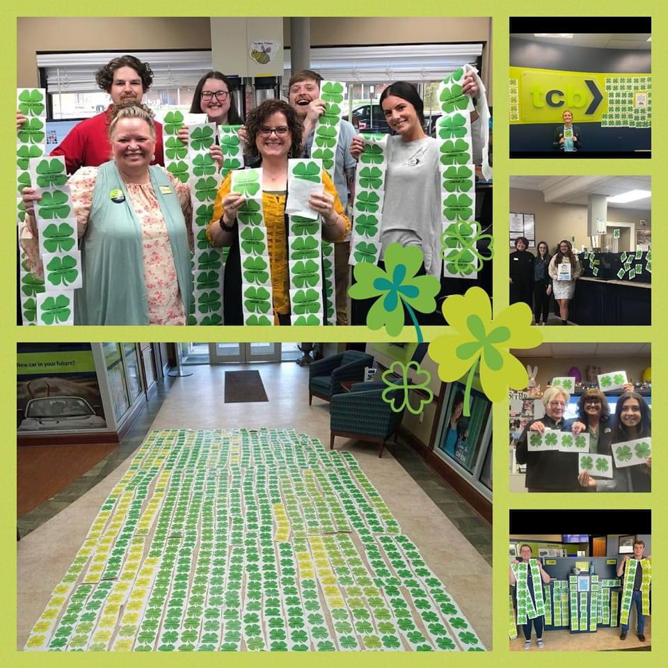 tcbanytime's tweet photo. For the Month of March our employees sold Shamrocks of Love ☘️💚 for Gateway Children's Advocacy Ctr. All funds will be donated to the center to enrich children's lives in our community. https://t.co/IKh7igjCXW