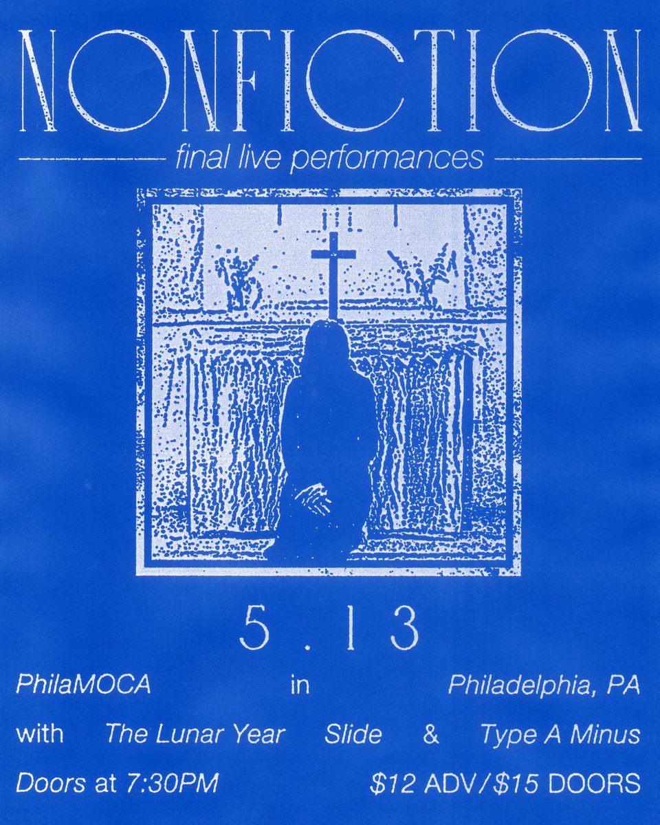 nonfictionband's tweet photo. Our final shows will be May 9th and May 13. Thank you to everyone who has listened, come to a show, or helped us make music over the past 5 years. 🤍 https://t.co/hOsdm9sbMj
