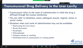 vab_marshall's tweet photo. Dr McPherson discussing transmucosal drug delivery during HPNA mini conference: It's Not Your Mama's Morphine. @HPNAinfo #hapc23 https://t.co/xPT2AZeN1O