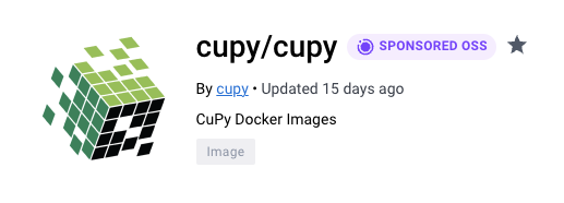 🎉 @CuPy_Team has been approved for the Docker-Sponsored Open Source Program! A huge thank you to @Docker for providing a free Docker Team subscription, empowering our community to thrive! 🙌 hub.docker.com/r/cupy/cupy