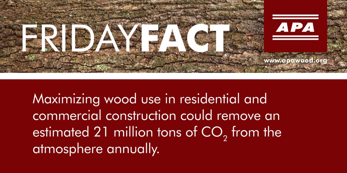 When it comes to a sustainable built environment, material choice matters. Wood is the renewable and sustainable option. Learn more > apawood.ly/174O50NEk93

#FridayFact comes from @ThinkWood #Sustainability