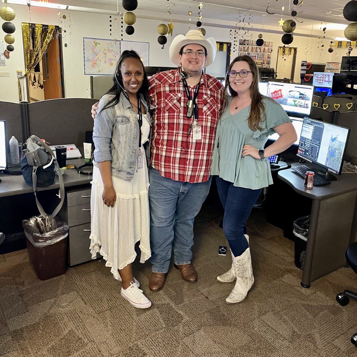 Frisco_911's tweet photo. The celebrations continue with Wild West Wednesday here at dispatch! 🤠
#911FirstResponder #TCWEEK https://t.co/nkffJNL5is