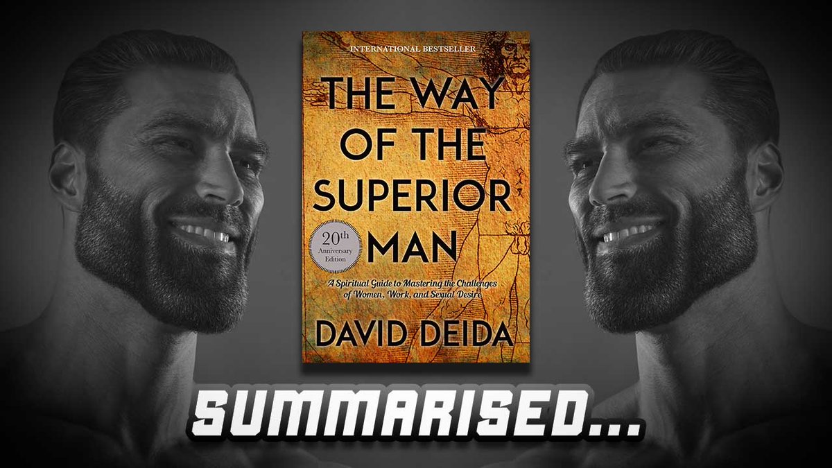 promethezone's tweet photo. I summarised The Way Of The Superior Man by David Deida so you don't have to read it.
Video: https://t.co/JiSo08shsJ
#daviddeida #thewayofthesuperiorman #thewayofthesuperioprmanbook #books #selfimprovementtips #selfimprovement #masculinity #masculine https://t.co/hBmauUmTsy