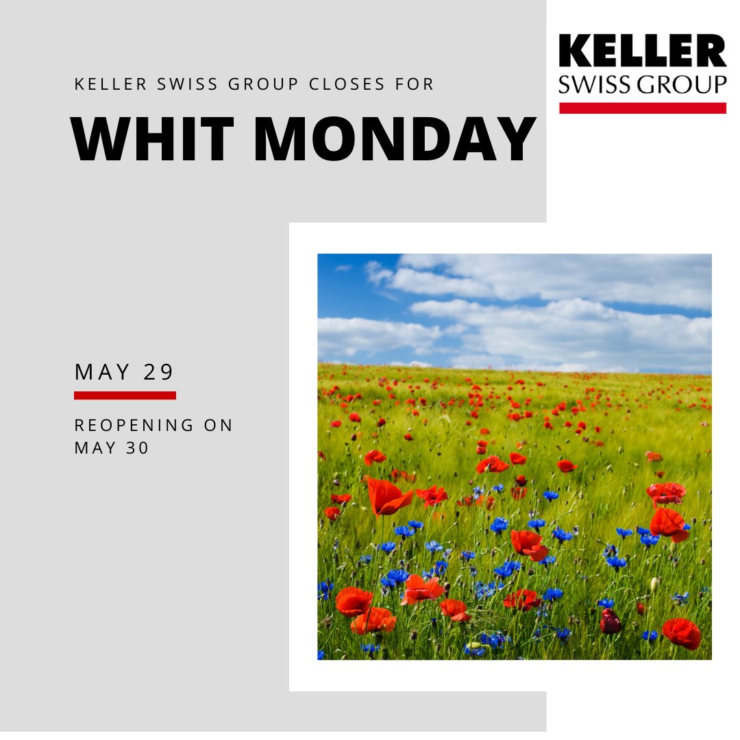 KellerSwiss's tweet photo. For Whit Monday, the Keller Team closes on May 29 and will be back on Tuesday, May 30! 💐 #kellerteam https://t.co/PTyQHSVIOj
