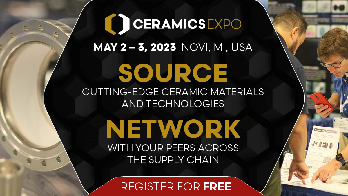 In 18 DAYS 🚨 #CeramicsExpo will provide exclusive insights into how #advancedceramics can provide solutions across...

Aerospace and Defense ✈️
Automotive 🚗
Medical 🩺
Energy ⚡
Electronics 📱 and more!

Register for free to join us ow.ly/TeI350NJ6P0