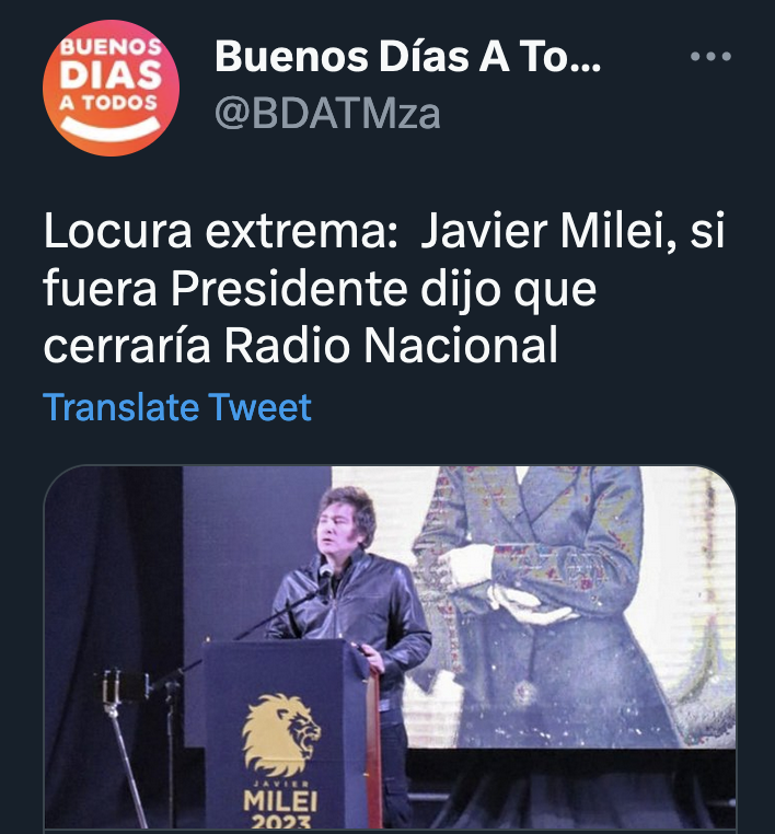 Milei propone dolarizar
+ intención voto
Milei propone privatizar empresas
+ intención voto
Milei propone abrir las importaciones
+ intencion de voto
Milei propone rajar millones de ñoquis
+ intención de voto
Milei propone achurar al Estado
+ intención de voto

Locura extrema.