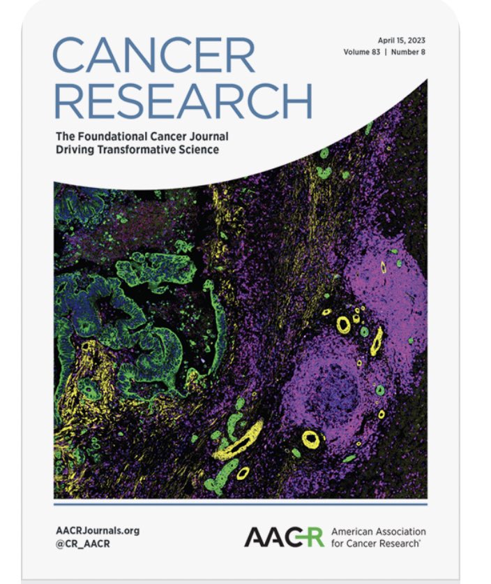 Looking forward to #AACR23 A nice surprise to see the cover issue of @CR_AACR today featuring our paper pubmed.ncbi.nlm.nih.gov/37057593/ From @LabSpatialNBJ @LabEdwards @ColinWSteele @grisurgery @UofGMVLS @CR_UK @UofGCancerSci #aacr2023 #spatialbiology Well done @drcolinwood