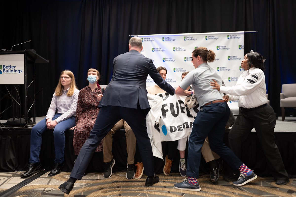 When White House Climate Advisor Ali Zaidi arrived to deliver his keynote address this week

We did not protest on the sidewalk

And we did not ask a question in the Q&amp;A.

We shut down the whole event. 

We are in an emergency. We must act like it.