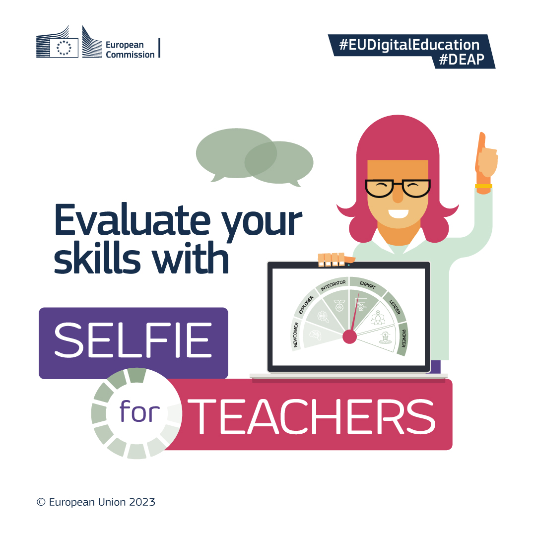 Educators, have you tried our #SELFIEforTeachers_EU tool yet?

This free online tool is designed for primary or secondary teachers, both inside and outside the EU, to assess their level of #DigitalEducation.

Don't wait, register today! ⬇️
europa.eu/!rmq3kM

#DEAP