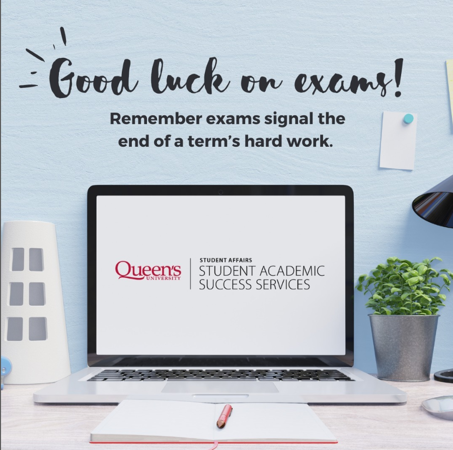 Happy first day of exams, <a href="/queensu/">Queen's University</a>!

We know this can be a busy and stressful time for students. SASS is here to support you throughout the exam period!