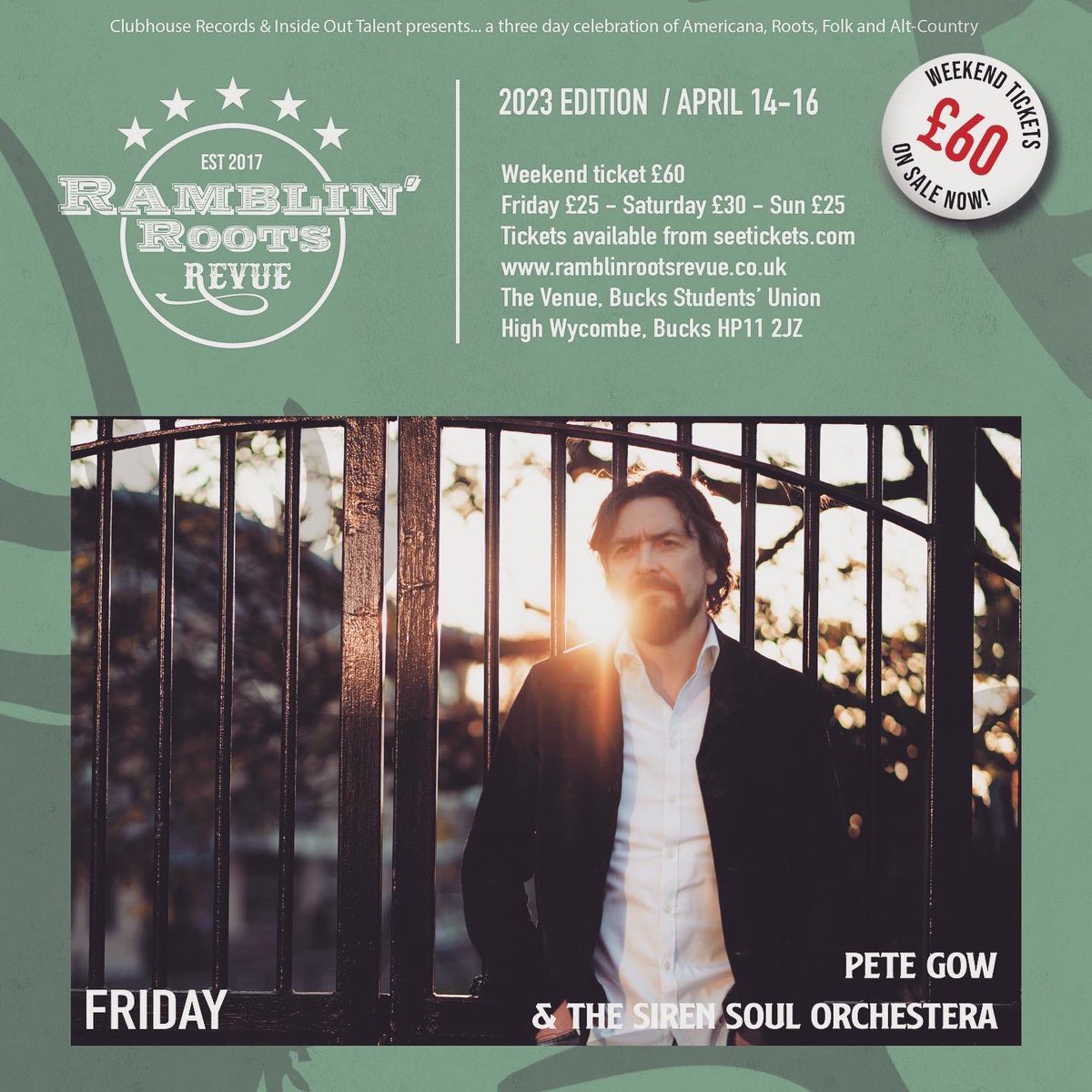 It’s <a href="/Ramblin_Roots/">Ramblin' Roots Revue</a> … tonight … get there early, grab a beer. Myself and <a href="/TheShapeImIn/">JB 💙</a> take <a href="/ClubhouseUK/">Clubhouse Records UK</a>  ‘Leo’ to the main stage with full Siren Soul Orchestra at 7:30pm …