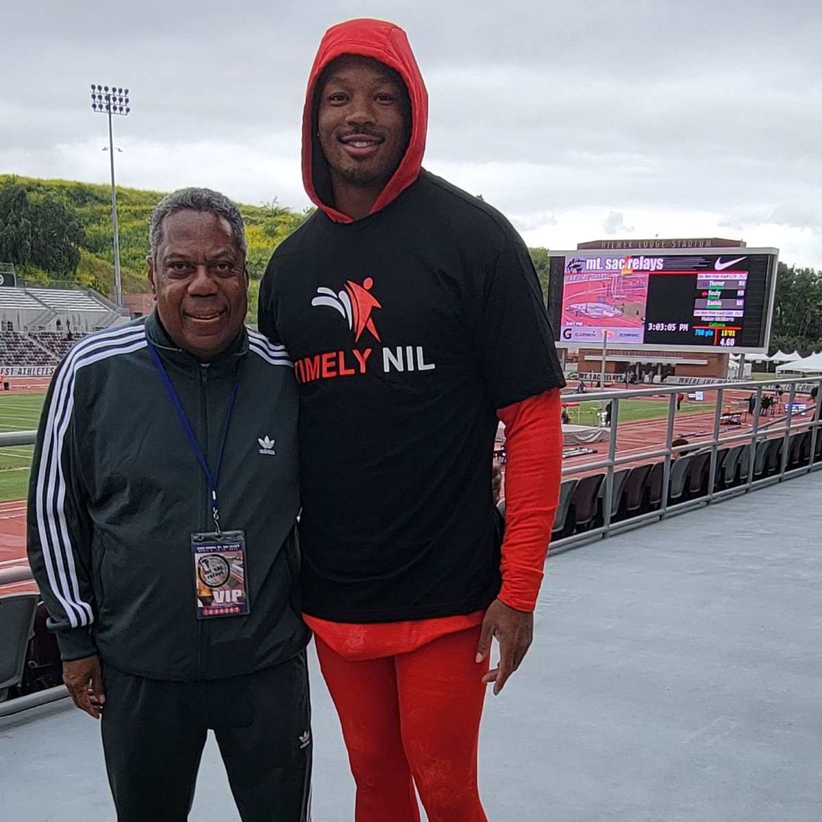 TimelyNIL's tweet photo. TimelyNIL  is the only NIL Agency that is a Sponsor at the Mt. Sac Relays this weekend. The remarkable Mr. Kyle Garland, Univ. of Georgia, 2x Collegiate Record Holder, 2023 NCAA Hep Champion, stopped by our booth to discuss NIL ops. @kgarl_18 https://t.co/PR3btQa7Tt