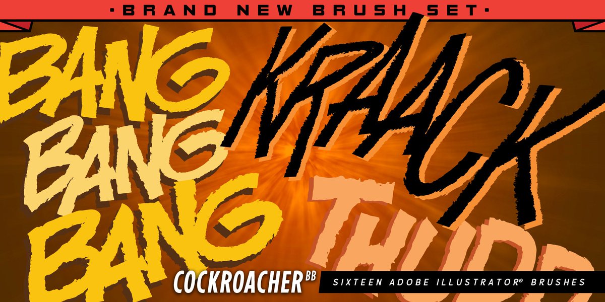 Blambot's latest indie Adobe Illustrator brush set is now available! Cockroacher BB includes 16 vector brushes of various lengths for sound effects lettering! buff.ly/40oPjcJ