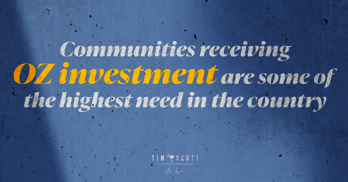 SenatorTimScott's tweet photo. America is ripe for opportunity. So many people are ready to do good in their communities, and, with a little bit of help and a whole lot of belief, the sky truly is the limit. The Opportunity Zones initiative is helping level the playing field. https://t.co/mELCWQGrCW