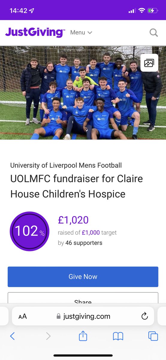 swindells19's tweet photo. Target passed 🙌🏻 thank you to everyone who donated we will be doing our walk on Sunday in aid of @ClaireHouse keep the donations coming if you can it really helps a great cause @LUMFC https://t.co/Y0uuRtfa9c https://t.co/YY0E6fdoFa