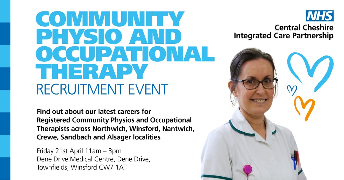 Are you, or is someone you know, an Occupational Therapist or Physiotherapist interested in working in the community? 

Drop-in to our recruitment event next week to find out more about the band 5 & 6 physiotherapy and band 6 occupational therapy roles available...

#NHSCareers