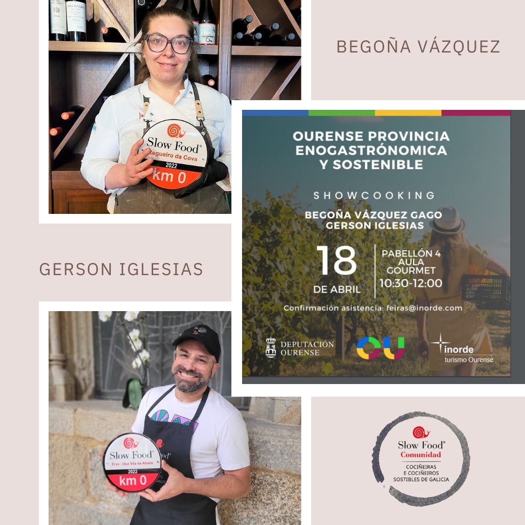 slowcompostela's tweet photo. Este martes, #showcooking protagonizado por 2 cociñeiros ourensáns comprometidos co #produtolocal: os nosos chefs sostibles ♻️ Begoña Vázquez e @gerson_iglesias
📩 Confirmar asistencia no correo feiras@inorde.com
🗓️ 18 de abril, IFEMA: PABELLÓN 4 - AULA GOURMET: 10:30-12:00 h https://t.co/mlpH70T5rg