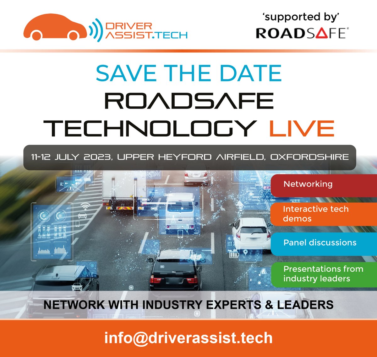 #DriverAssistME is excited to exhibit at #RoadSafeTechnologyLive 2023, Upper Heyford Airfield. Visit us on the track to learn how and when to use #ADAS #DriverAssistance safety features to prevent road collisions and improve driver awareness. Register:
driverassist.tech/events