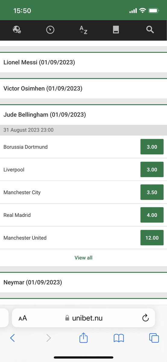 maehre9's tweet photo. @Vin7lfc8 Klubben dikterer hva som blir publisert. Stoler mer på bookmakerne når det kommer til transfers. Tar man utgangspunkt i Unibet så er det fortsatt større sjanse for at JB havner hos Liverpool enn hos City eller RM. Tror ikke denne sagaen er over med det første👍 https://t.co/3x5vK2zYYx